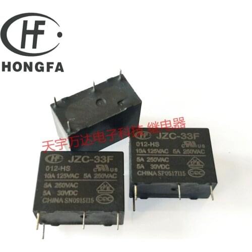 JZC-33F 012-HS /HF Relay 12VDC 4PIN 5A-10A 12V