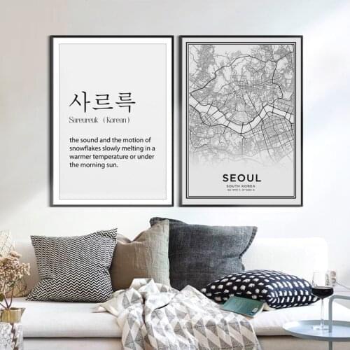 Korean Map Sareureuk Definition Scandinavian Wall Art Canvas Painting Posters and Prints Pictures for Living Room Decor