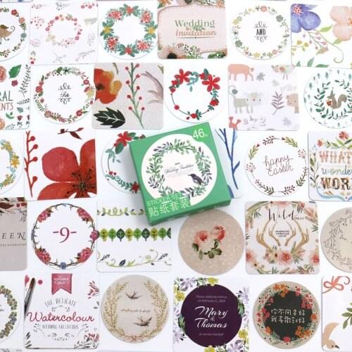 46pcs/box Creative Flower Paper Sticker Decoration DIY Diary Scrapbooking Planner Gift Packing Seal Kawaii Stationery