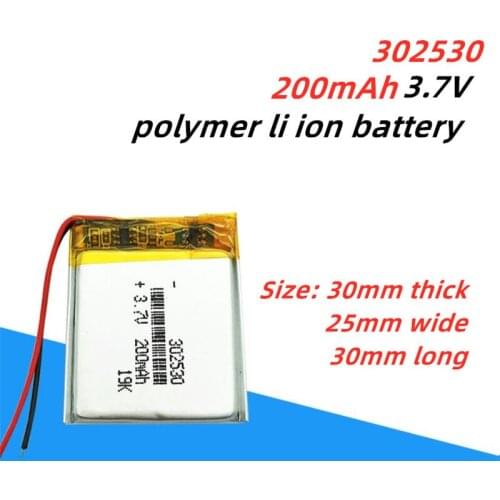302530 200mAh 3.7V Lithium Polymer Battery 032530 Li-ion battery for MP3 MP4 Digital Products voice recorder