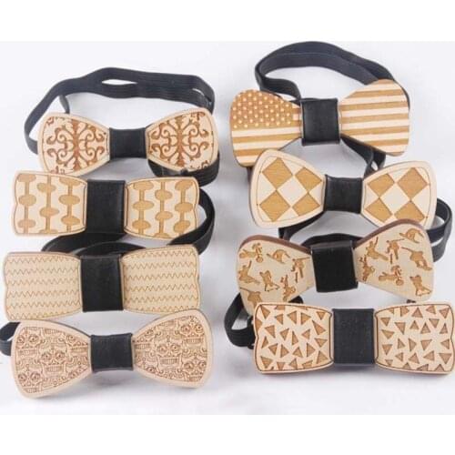 Fashion Weastern Wood Elegant Bow Ties Handmade Butterfly Wedding Party Bow Ties Butterfly Wooden Unique Tie for Man Children