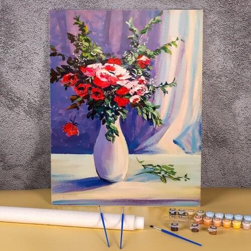 Landscape Flowers Coloring By Numbers Painting Kit Oil Paints 40*50 Painting On Canvas New Design For Adults Handicraft