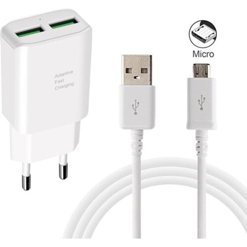 15W adaptive Charge Wall Charger Micro usb Cable For Samsung Galaxy S7 Xiaomi Redmi 9C Honor 9A Phone Charge LED light Adapter