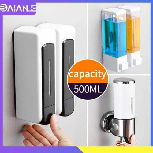 Liquid Soap Dispenser Wall Mounted 500ml Shower Gel Shampoo Detergent Dispenser Hotel Kitchen Bathroom Shower Double Soap Bottle