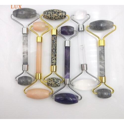 Natural amethyst Rose Quartz Roller Massage Stick Germanium Stone Roller Massager relieve fatigue Brush Skin Health Beauty Tool