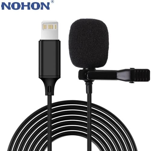 Nohon Lavalier Microphone Cable For iPhone 11 Pro XR X XS Max 10 7 8 Plus Condenser Studio Professional Mini Stream Gaming Lapel