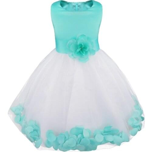 2019 Infantil Kids Girl Flower Dress Bridesmaid Petals Formal Dress Vestidos Pageant Wedding Bridal Party Dress with Big Bowknot