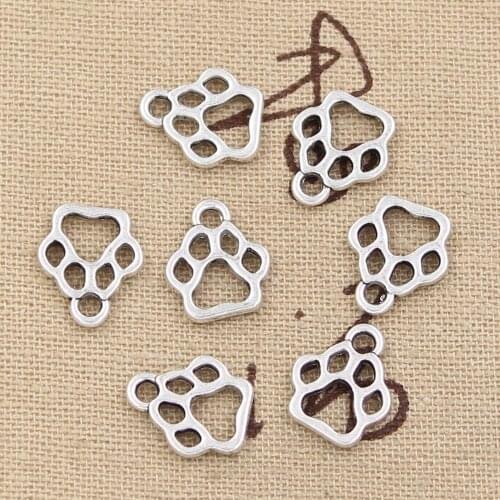 30pcs Charms Dog Paw 13x11mm Antique Making Pendant fit,Vintage Tibetan Bronze Silver color,DIY Handmade Jewelry