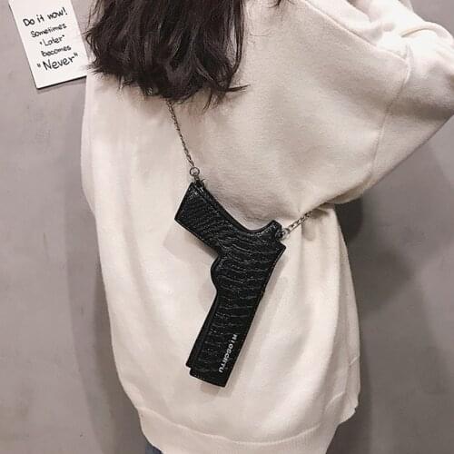 Luxury Pu Leather Crossbody Bag Female Small Purses Clutch Bag for Woman 2022 Fanny 3D Gun Shaped Chains Womens Shoulder Bags