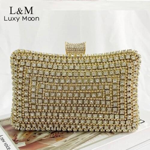 Crystal Luxury Brand Clutch Bag For Women Evening Bag Small Wedding Party Purses And Handbag Gold Female Shoulder Bag Sac X572H