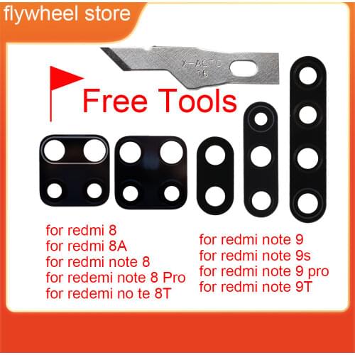 1pcs Back Rear Camera Lens Glass Cover For Xiaomi Redmi 8A Note 8 9S Pro 8T With Adhesive Sticker