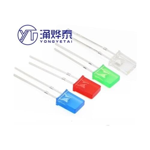 YYT 100PCS 2X5X7 red,blue, yellow,green,white LED lamp beads 2*5*7 light emitting diode highlight indicator square long Pin
