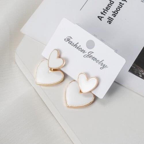 New Korean Statement White Drop Earrings For Women Fashion Vintage Geometric Heart Dangle Earrings 2021 kolczyki Female Jewelry