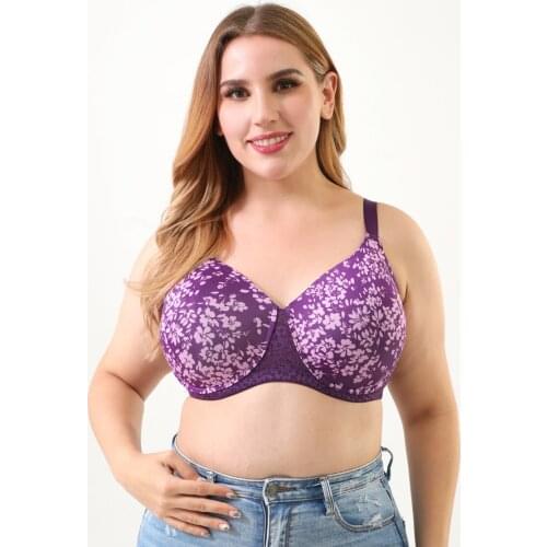 Melansheng Lightly Lined Underwire Floral Full Coverage Plus Size Womens Bra With Lace Wings Large Size Bra Woman Underwear CD