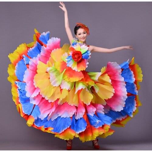 Modern Ballroom Dance Performance Stage Dress Classical Dance Petal Big Swing Skirt For Women Flamenco Dance Costumes VO1060