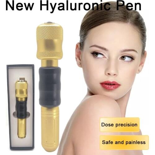 Golden Automatic Hyaluronic Acid Pen Liquid Auxiliary Beauty Tool Premium Metal Syringe Needle-Free Mesotherapy Promotes Absorb