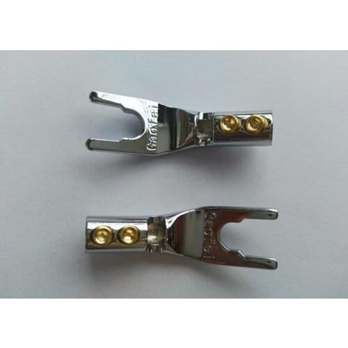 10pcs high quality Red-Copper Speaker Cable Spade Connector Terminal Plug