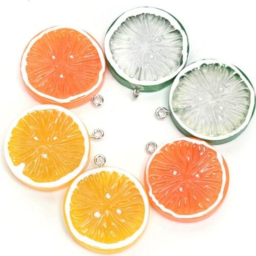 10pcs Resin Lemon Slice Charms For DIY Jeweelry Cute Flat Back Pendants Fruit Decoration Earring Keychain Accessory