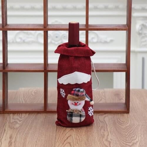 3PCS New Year 2020 Christmas Wine Bottle Dust Cover Bag Santa Claus Noel Dinner Table Decor Christmas Decorations for Home