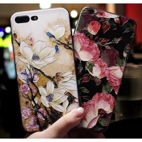 Free EMS 100pcs 3D Emboss Flower Patterned Phone Case For iphone X XS Max 10 8 7 6 6S Plus Soft Silicone Cover For iPhone 5 5S