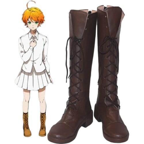 The Promised Neverland Emma Cosplay Boots Brown Shoes Custom Made Any Size