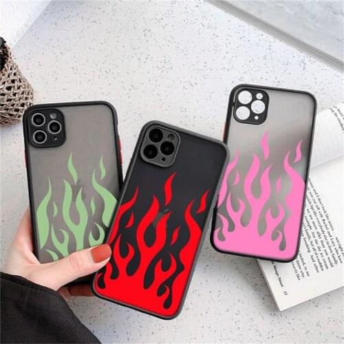 Cool Fire Flames Phone Case For iPhone 12 11 Pro XS Max 12 Mini 7 8 Plus X XR SE 2020 Soft Matte Camera Protection Back Cover
