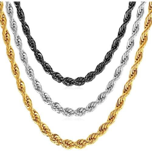 Collare Twisted Link Chain Necklace 316L Stainless Steel Gold/Black Color Accessories Wholesale Men Jewelry N214