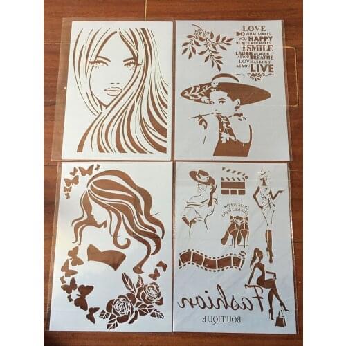 CraftArtGo DIY beauty Girl Stencils Painting Scrapbook Coloring Cake decorating sugar powder sieve printing mold printing table