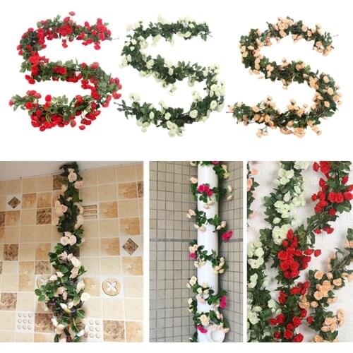 5.9ft 69 Heads Artificial Silk Rose Silk Flower Vine Home Wedding Wall Decor