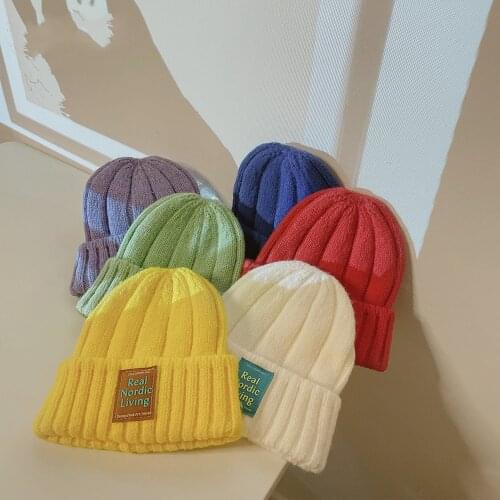 Children Knitted Hat Keep Warm Winter Kids Cap New Fashion Baby Bonnets Candy Color Boy Girl Woolen Hats Unisex Beanies Caps