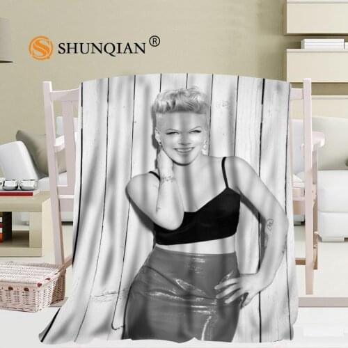 Custom Pink Pattern Travel Blanket Home TV Casual Relax for Family Soft Fluffy Warm Blanket