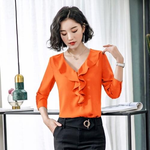 Womens Chiffon Blouses Dushicolorful China