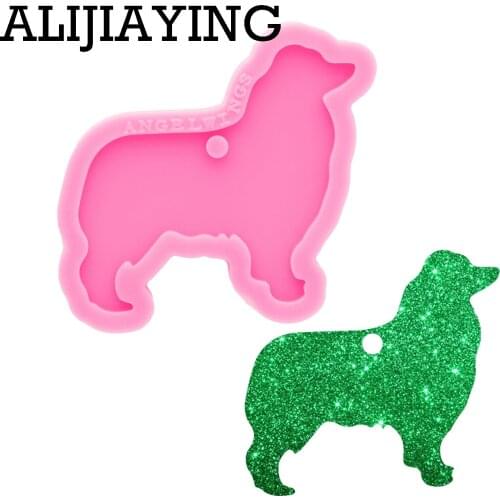 DY0739 Glossy Dog Silicone Mold, Shiny keychain mold , Resin Pendant Mould for Epoxy Jewelry Making DIY Crafts