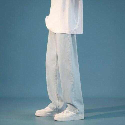 Wide-leg Jeans Mens Fashion Casual Korean Jeans Men Streetwear Loose Hip-hop Straight Denim Trousers Mens M-2XL