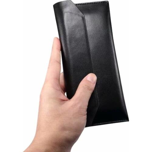 FSSOBOTLUN,Cowhide Sleeve Case For iPhone 12 Pro MAX 11 Pro Max XS MAX 8Plus 5.5-6.7" Folding Genuine Leather Wallet Pouch Bag