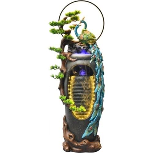 Creative Peacock Flowing Water Ornaments Floor Circulating Water Fountain Landscape Modern Hallway Decoration