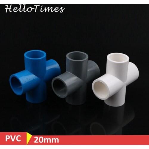 2pcs 20mm PVC Pipe Cross Connector Garden Irrigation System Part 1/2" Water Pipe 4 Way Adapter Fish Tank Supplies Four Way Joint