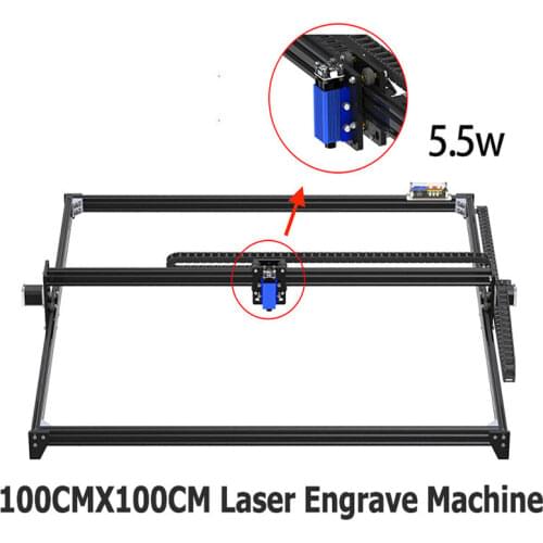 100x100cm CNC Laser Engraver Manual Liftable Focus Adjustable Module with 5500mW 15W 40W 450nm PWM GRBL Laser engraving Machine