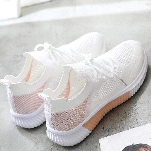 Summer Ventilation Sneakers Sock Woman White Woman Sport Sneakers Womens Sports Shoes Running Woman Pink Knit Trainers GMB-1643
