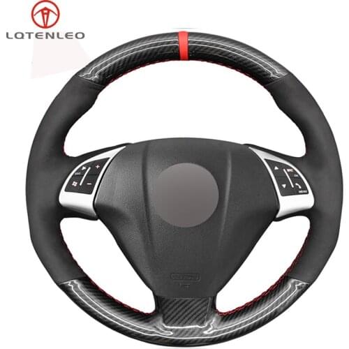 LQTENLEO Black Carbon Fiber Suede Steering Wheel Cover For Fiat Linea Qubo Doblo 2007-2019 Opel Combo Vauxhall Combo 2012-2017