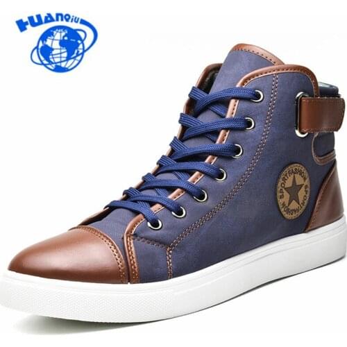 Fashion High Top Men Shoes Canvas Men Casual Shoes For Autumn Winter Male Footwear Patchwork Plus Size 44 45 46 JDD19