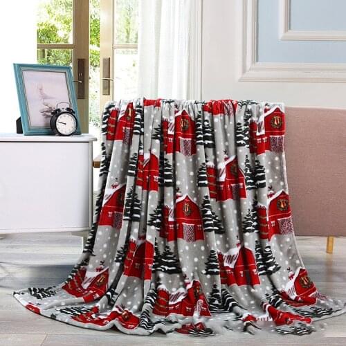 Christmas Elk Blanket Flannel Throw Blankets For Beds Double Layer Winter Comfort Cotton Coral Fleece Blanket Decorative Blanket