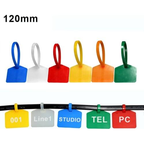 120mm/4.7” Disposable Nylon Zip Tie Labels Plastic Tag Network Cable Wire Management Marker Self Locking Custom Numbered 100X