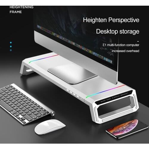 Multi-Function Base Holder Desktop Monitor Stand Strong RGB Desktop Monitor Holder 4 USB 2.0 Laptop Stand Computer Screen Riser
