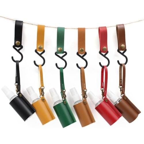 Portable Empty Spray Bottle With Leather Case Keychain Holder Carriers Travel Refillable Bottle For Hand Sanitizer Disinfectant