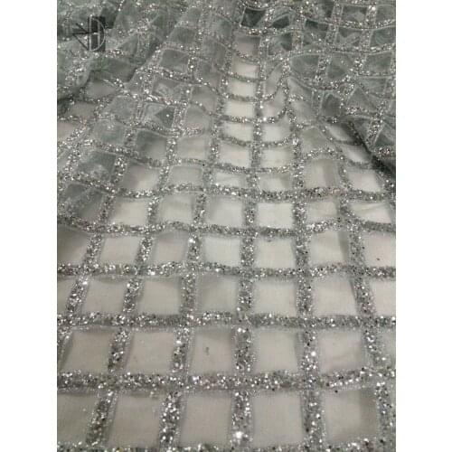 On sale African tulle embroidery SYJ-72721 with glued glitter French lace fabric for bridal dress