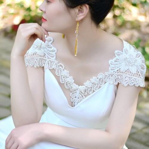 TRiXY G12 Sparkly Crystal Pearls Beaded Wedding Wraps Luxury Beading Bridal Shawl Jacket Bolero Wrap Bridal Wrap for Women