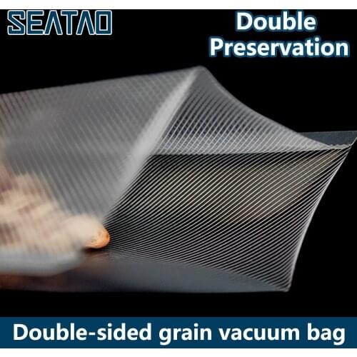 SEATAO 50PCS Double sided twill grid kitchen vacuum food bag vacuum seal pocket Vacuum storage seal pocket vacuum packaging