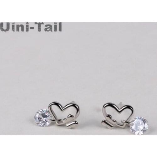 Uini-Tail hot new 925 sterling silver heart butterfly earrings Korean fashion tide mobile heart-shaped earrings high quality