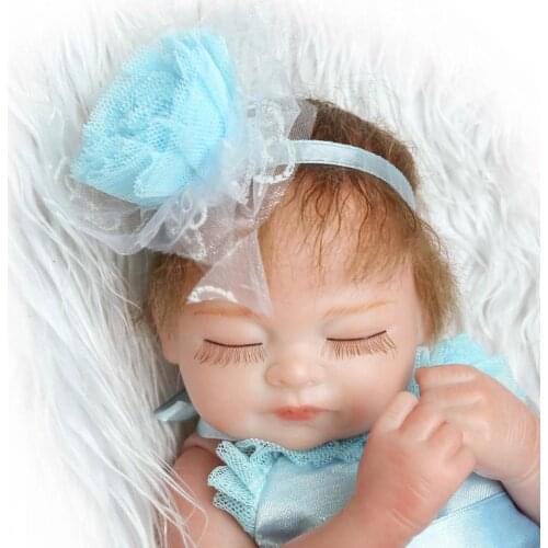 Sleeping newborn baby dolls mini size silicone reborn babies with pretty dress mohair girls toys gift bonecas reobrn